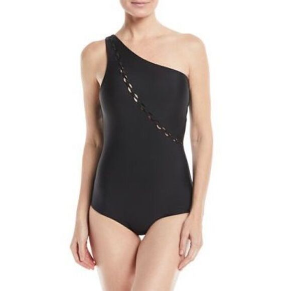 New. MIKOH black one shoulder one piece swimsuit. Small. Retails $234 - Picture 4 of 9